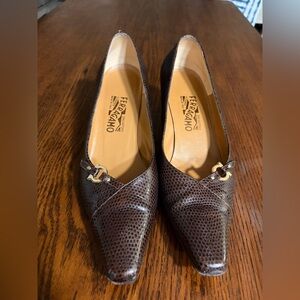 Brown Snakeskin Salvatore Ferragamo Pumps
